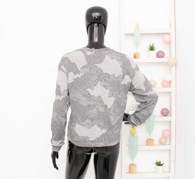 Gymshark дамска блуза дълъг ръкав сив камофлаж oversized за фитнес S