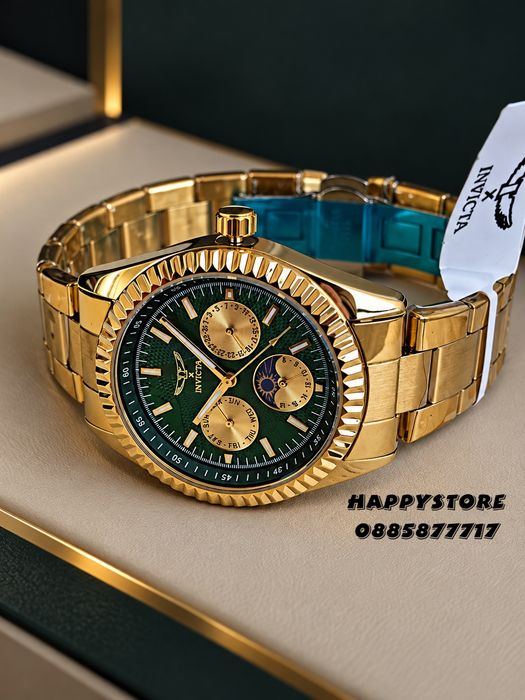 INVICTA Emerald gold green dial unisex 38 mm, Инвикта нов унисекс часовник