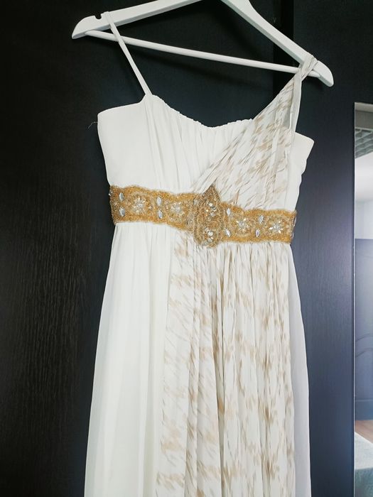 Rochie alba voal ocazie stil roman