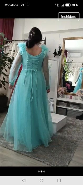 Rochie turcoaz de nunta Brillante