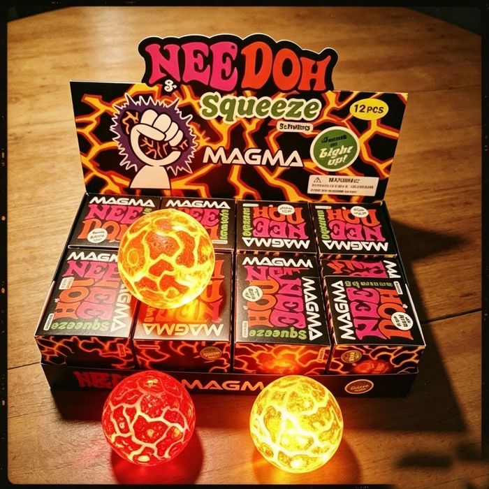 NeeDoh Светеща стискаща топка метеор Squeeze Magma Meteor Nee Doh