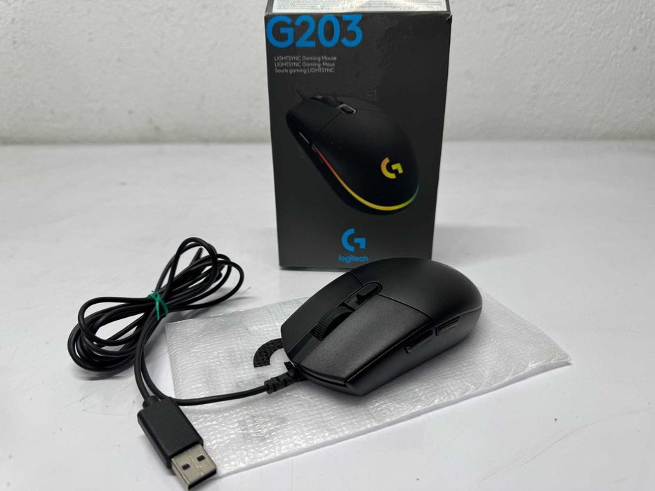 Мишка Logitech G203, USB, гейминг, RGB подсветка, черна