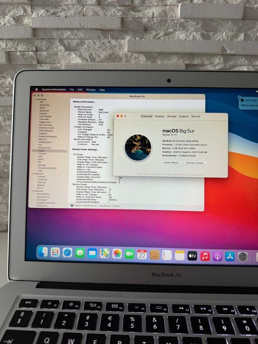 Laptop Apple MacBook air 13 inch-Intel Core i5 ultra slim ,impecabil
