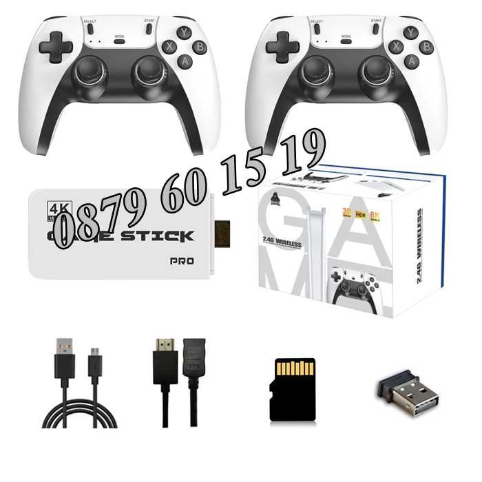 Безжична конзола М15, 30 000+ игри, Два безжични джойстика, 4K HD