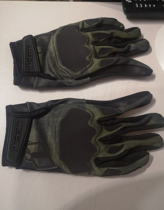 Мото ръкавици ICON Hooligan Battlescar зелени размер S