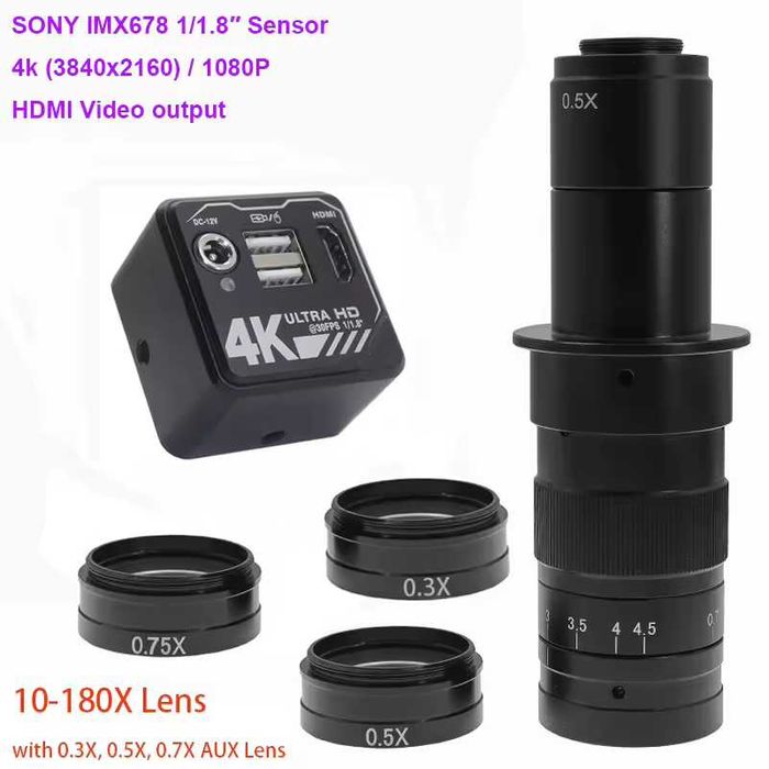 4K 30FPS 1080p 60FPS Lapsun IMX678 C-Mount комплект HDMI USB 2.0 дигитална индустриална камера микроскоп SMD