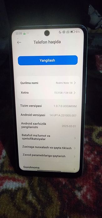 Redmi note 14 xolati ideal yaxshi tutilgan narxini utib berar joyi bor