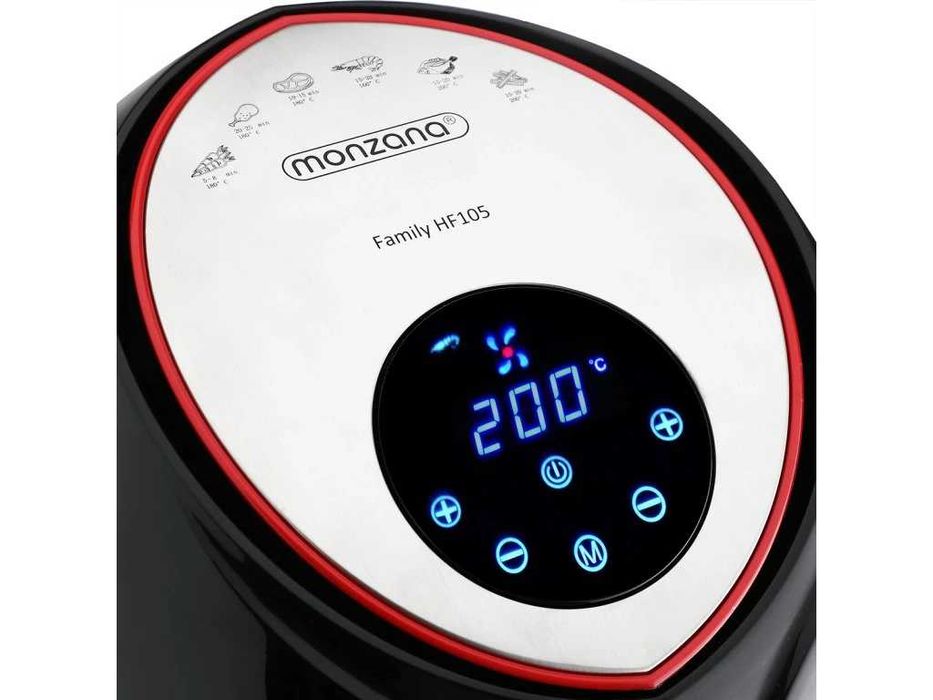 Cuptor cu aer cald monzana negru - 9 in 1 cu ecran tactil 1850 W 6,5 l