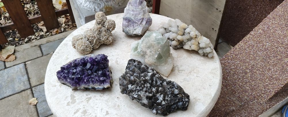 Cristale de mina, Ametist, Florina, Cuart, Cuart fumuriu, desert rose