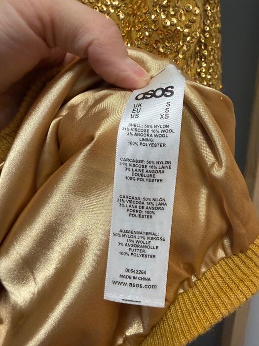 Pulover auriu cu paiete, mărimea S, ASOS