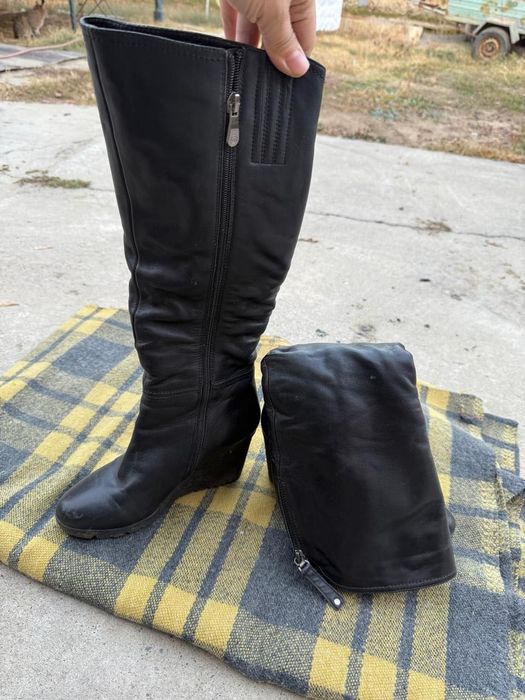 Сапоги кожаные, черные