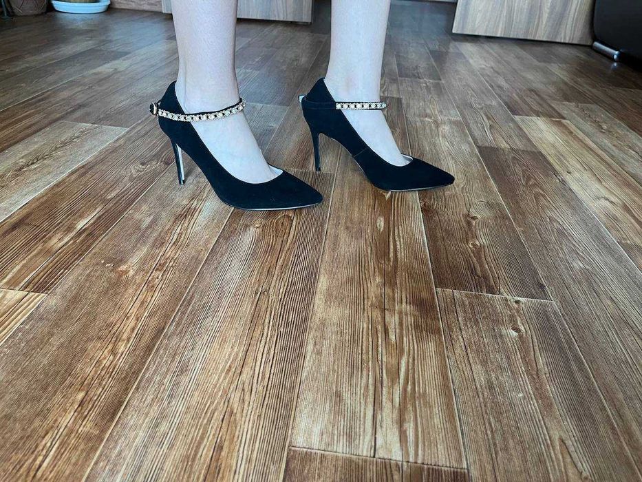 Замшевые туфли(Черные)