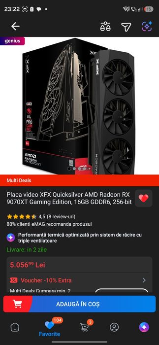 Placa video XFX Quicksilver AMD Radeon RX 9070XT Gaming Edition, 16GB GDDR6, 256-bit