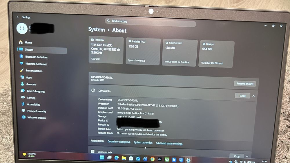 Dell Latitude 5520 | i7-1185G7 | 32GB RAM | SSD 1TB NVMe | Win 11 Pro