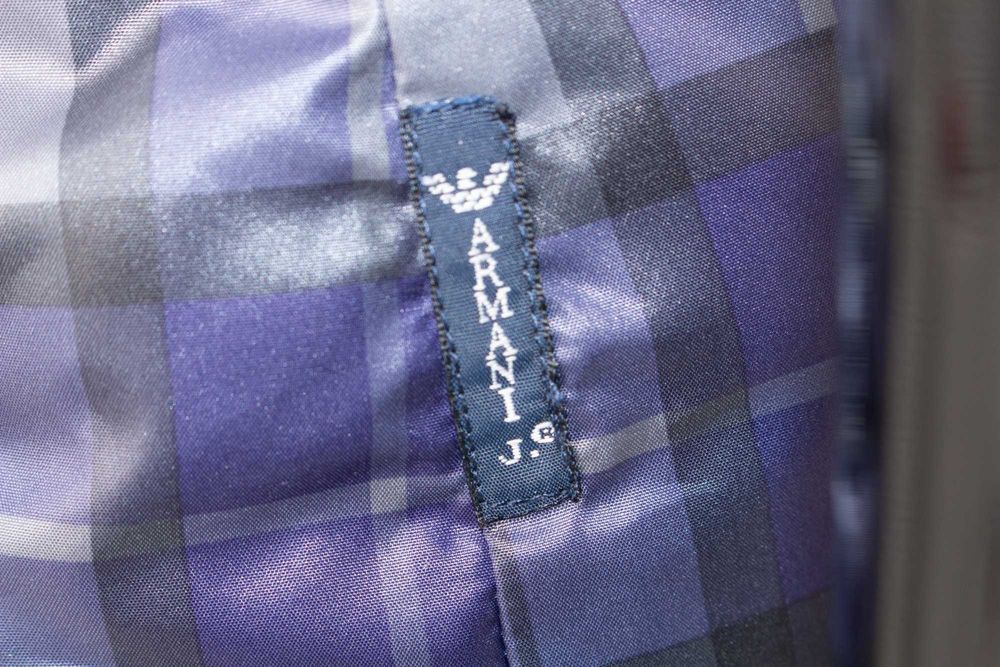 Armani Jeans оригинален дамски елек с 2 лица грейка синя каре XS-S