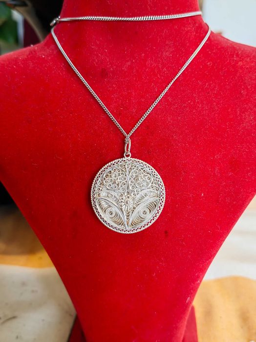 Уникат! Старинен 19 в. Сребърен 
Филигранен Медальон с Емайл и Перли