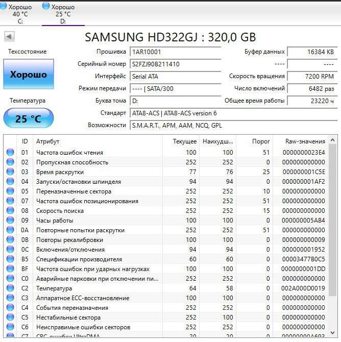 Жёсткий диск SAMSUNG 320GB
