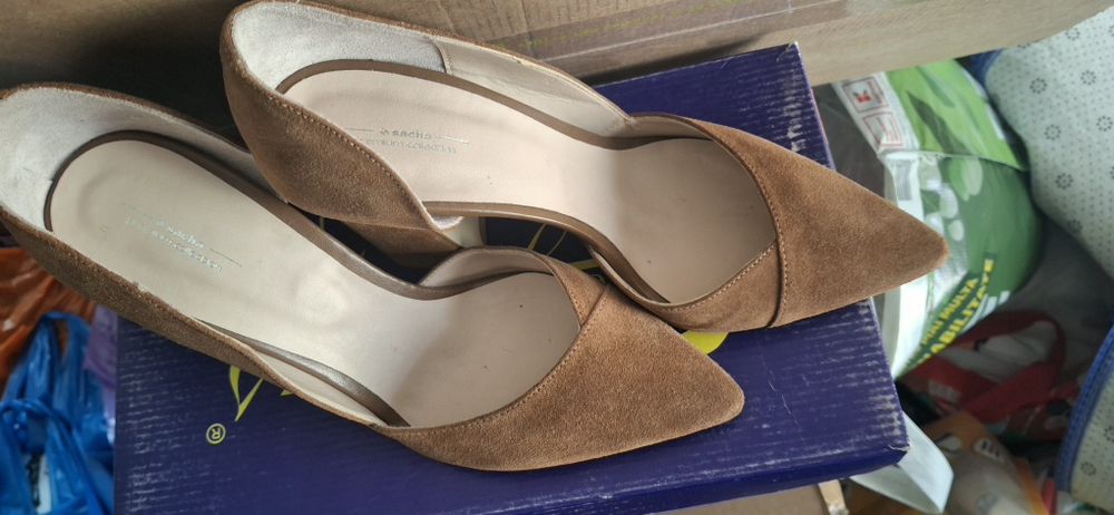 Pantofi toc bloc, înalt, piele, 39