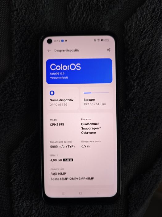Oppo a54 5g 64 memorie interna 4gb ram cu optiune de extindere