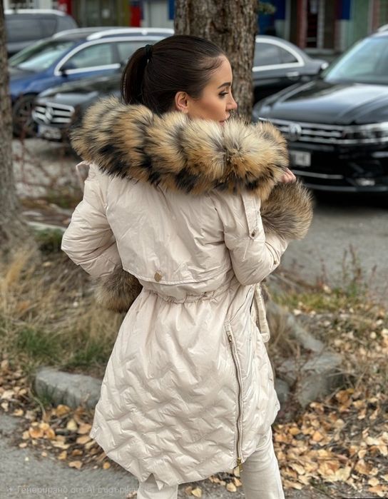 Дамско елегантно яке с естествен косъм