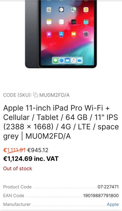 Apple iPad Pro 11“ 64GB Wi-Fi + Celular