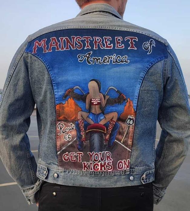 Geaca denim pictata manual