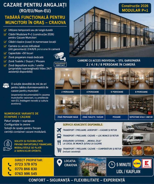 CAZARE / Hostel Pentru Angajati (RO / EU / NON-EU)