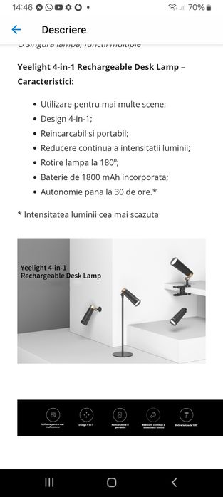 Vand lampa Led, reîncărcabila, 4 în 1, sigilata, garantie 2 ani