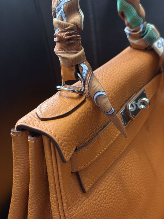 Genată Hermes Kelly Sellier 28 Orange Epsom Palladium Hardware