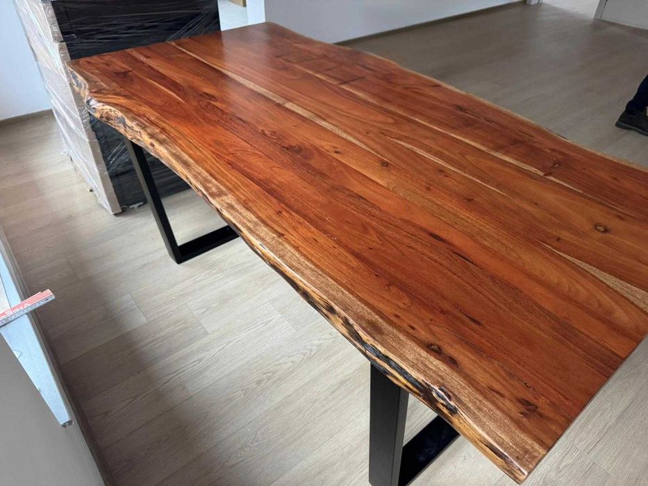 Masă dining din lemn masiv de cer – handmade – 180x90 cm