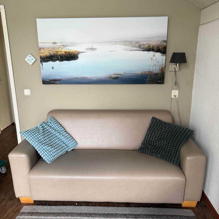 Canapea din piele, bej, fixa