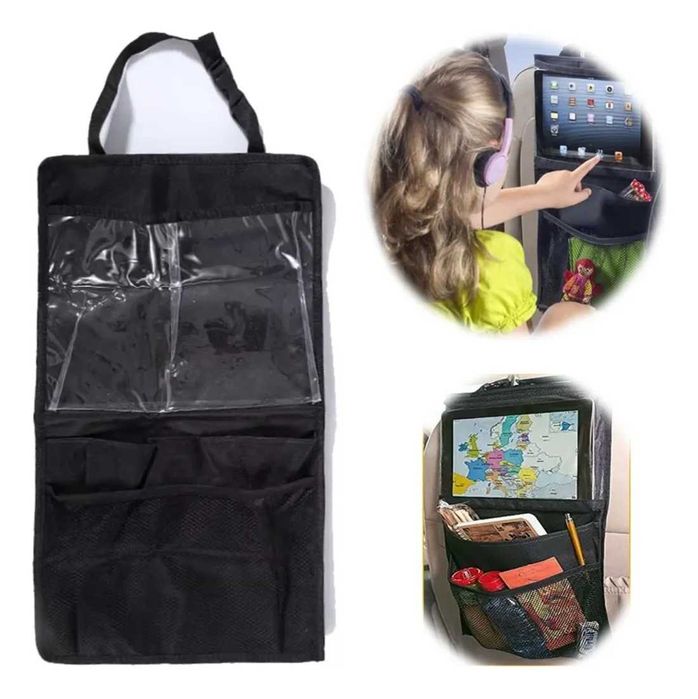 Мултифункционален органайзер за автомобилна седалка с 3 отделения.