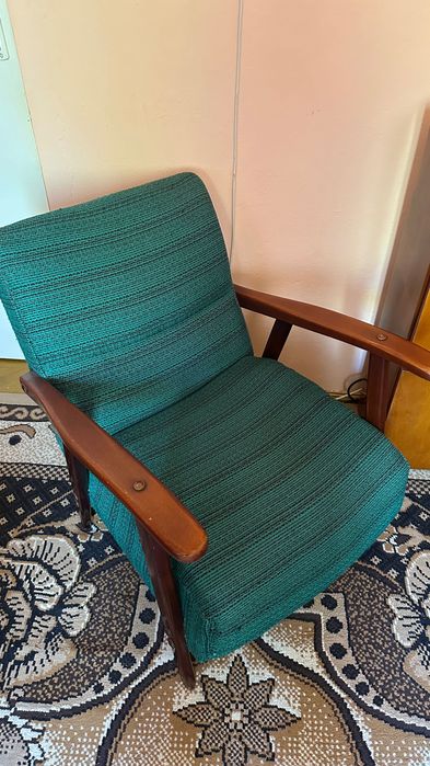 set de 4 fotolii vintage în stil Mid-Century Modern (anii '70-80), verde smarald