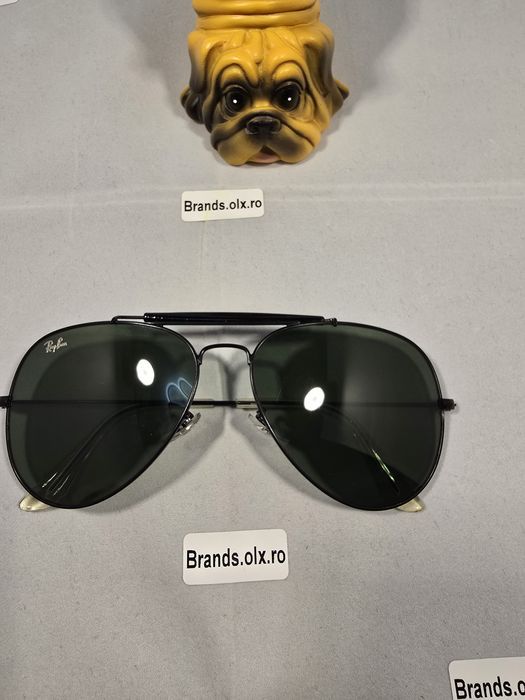 Promotie - Ochelari de soare Ray-Ban RB3030 Outdoorsman I, lentile verzi din sticla, rama neagra pilot shaped