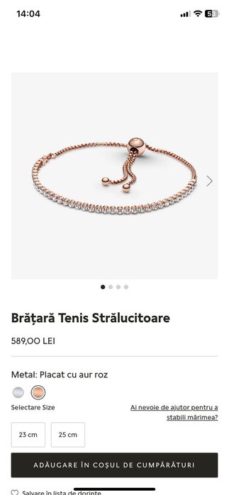 Pandora - bratara tenis, glisanta, NOUA