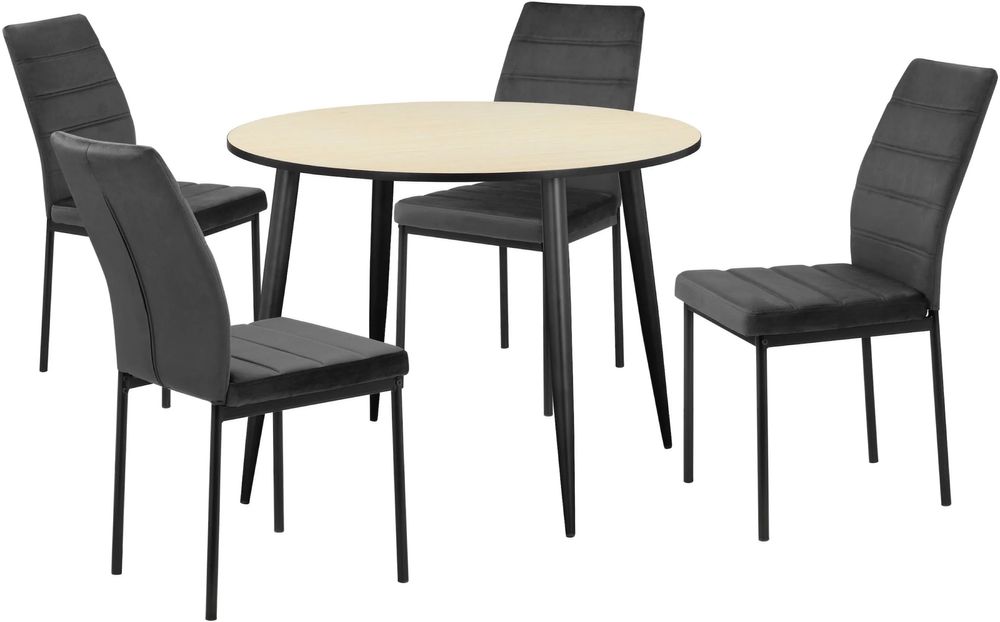Set dining 5 piese – masă  Ø100 cm + 4 scaune