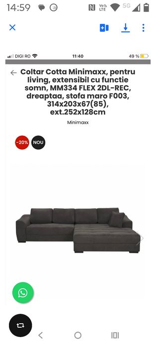 Canapea colțar extensibil