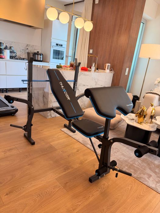 bancă fitness + suport haltere + bandă alergare