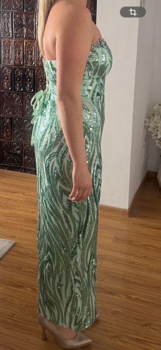 Rochie midi verde cu sclipici