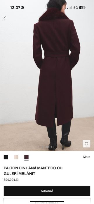 Palton Mango din lana Manteco cu guler imblanit