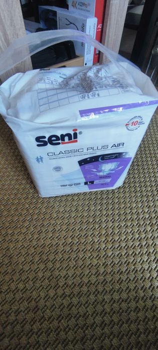 1 bax Pampers Seni Classic Air Plus scutece adulti Large, 10 buc. marime L, NOU, Sigilat.