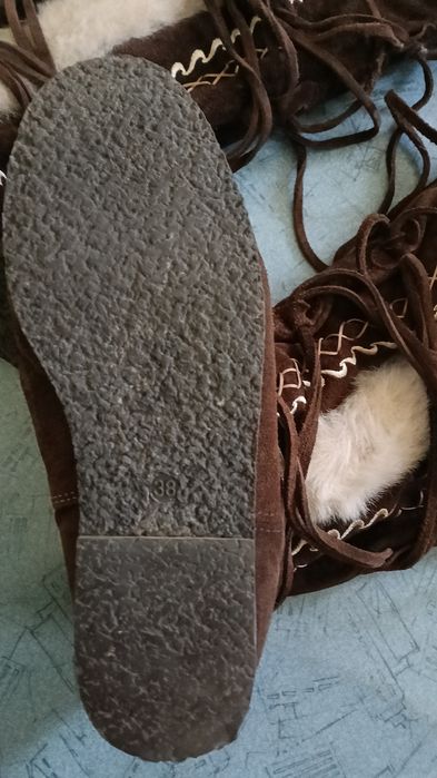 Дамски ботуши естествена кожа с вълна