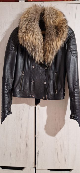 Кожено яке с косъм от лицица