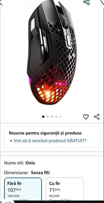Tastatura Gaming STEELSERIES Apex 3 TKL  Whisper-Quiet Switch, Mouse SteelSeries Aerox 5