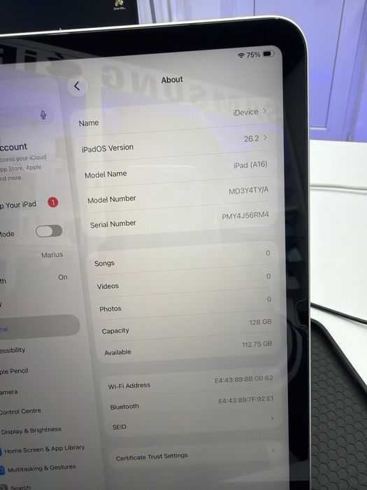 Ipad A16 128Gb ca Noua 6 cicluri Incarcate cu MDM