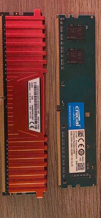 Продавам DDR4 RAM памети – Corsair Vengeance LPX 4GB и Crucial 8GB