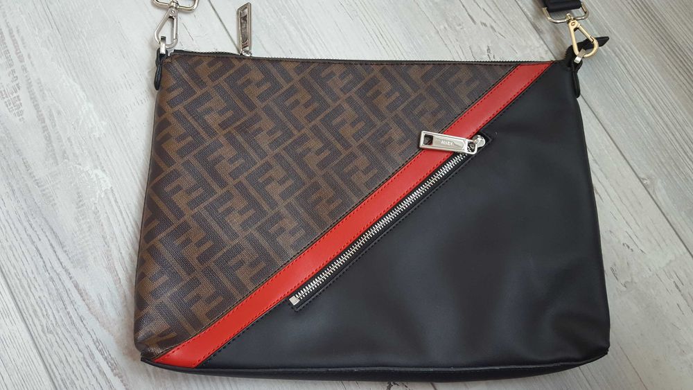 Нова оригинална мъжка кожена чанта FENDI MESSENGER BAG