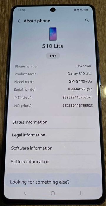 De vânzare telefon Samsung Galaxy S10 Lite 8 GB RAM 128 GB