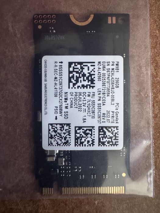 Samsung SSD m2 nVME 256gb