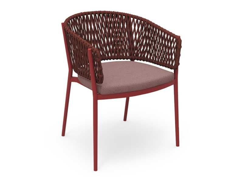 Трапезен стол Camellia, Червен, Кремав, Сив, Текстил, 77.5х78.5х76см.